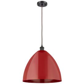 Ballston Plymouth Dome 16" Wide Bronze Corded Mini Pendant w/ Red Shad Ballston Plymouth Dome 16" Wide Bronze Corded Mini Pendant w/ Red Shad