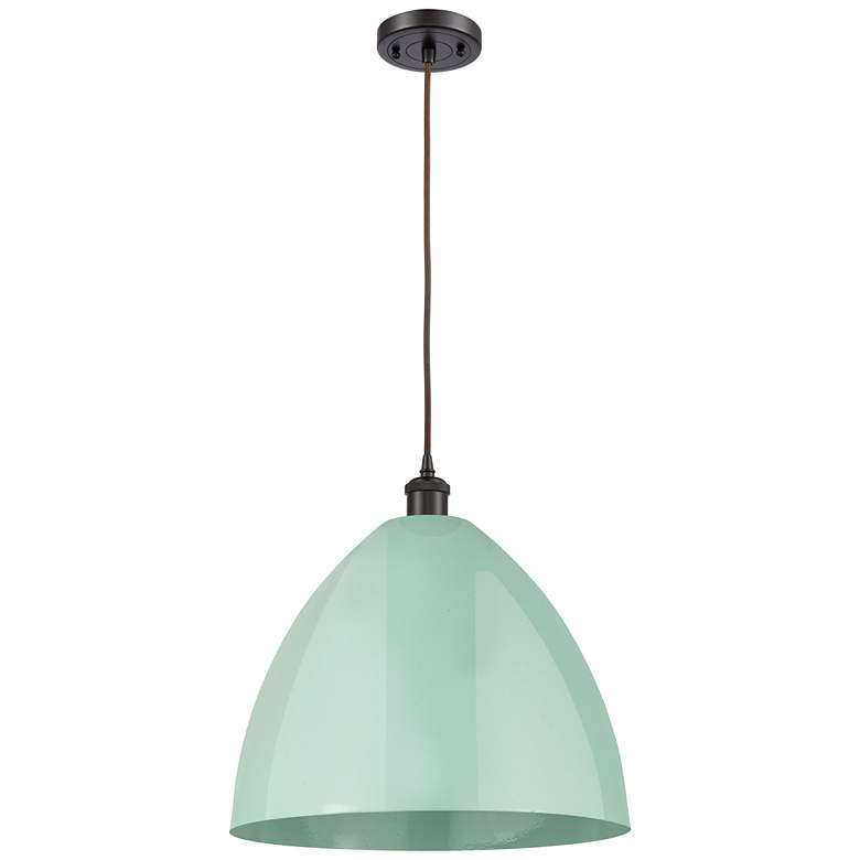 Image 1 Ballston Plymouth Dome 16" Wide Bronze Corded Mini Pendant w/ Seafoam