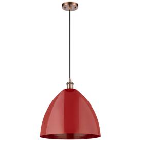 Ballston Plymouth Dome 16" Wide Copper Corded Mini Pendant w/ Red Shad Ballston Plymouth Dome 16" Wide Copper Corded Mini Pendant w/ Red Shad