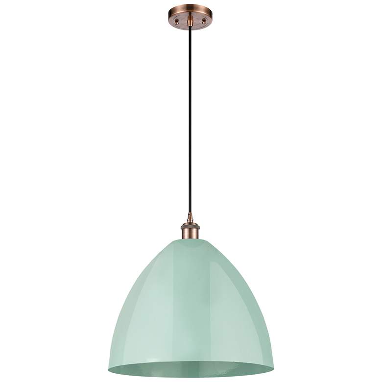 Image 1 Ballston Plymouth Dome 16" Wide Copper Corded Mini Pendant w/ Seafoam