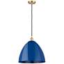 Ballston Plymouth Dome 16" Wide Gold Corded Mini Pendant w/ Blue Shade