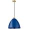 Ballston Plymouth Dome 16" Wide Gold Corded Mini Pendant w/ Blue Shade
