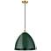 Ballston Plymouth Dome 16" Wide Gold Corded Mini Pendant w/ Green Shad