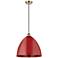 Ballston Plymouth Dome 16"W Antique Brass Corded Mini Pendant w/ Red S