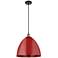 Ballston Plymouth Dome 16"W Black Brass Corded Mini Pendant w/ Red Sha