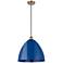 Ballston Plymouth Dome 16"W Brushed Brass Corded Mini Pendant w/ Blue