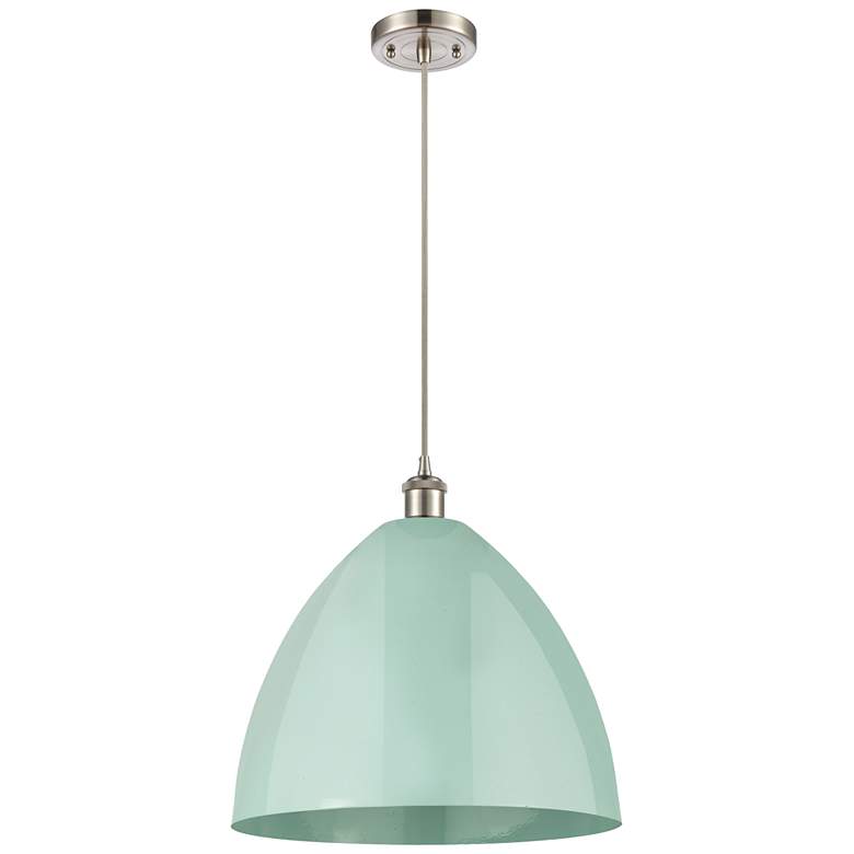 Image 1 Ballston Plymouth Dome 16"W Brushed Nickel Cord Mini Pendant Seafoam S