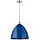 Ballston Plymouth Dome 16"W Brushed Nickel Corded Mini Pendant Blue Sh
