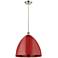 Ballston Plymouth Dome 16"W Brushed Nickel Corded Mini Pendant w/ Red