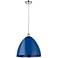 Ballston Plymouth Dome 16"W Polished Nickel Corded Mini Pendant Blue S