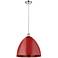 Ballston Plymouth Dome 16"W Polished Nickel Corded Mini Pendant Red Sh