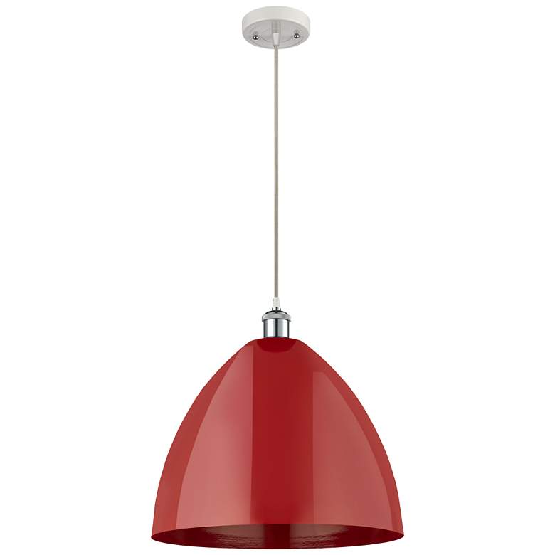 Image 1 Ballston Plymouth Dome 16 inchW White and Chrome Corded Mini Pendant Red S
