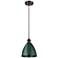 Ballston Plymouth Dome 7.5" Wide Bronze Corded Mini Pendant w/ Green S
