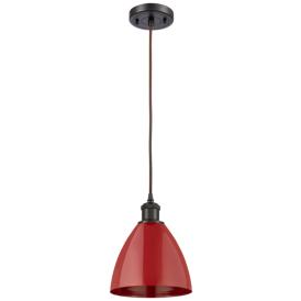 Ballston Plymouth Dome 7.5" Wide Bronze Corded Mini Pendant w/ Red Sha Ballston Plymouth Dome 7.5" Wide Bronze Corded Mini Pendant w/ Red Sha