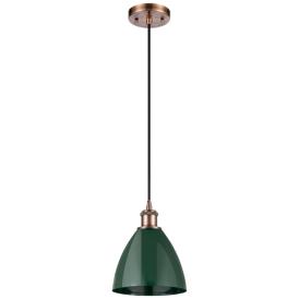 Ballston Plymouth Dome 7.5" Wide Copper Corded Mini Pendant w/ Green S Ballston Plymouth Dome 7.5" Wide Copper Corded Mini Pendant w/ Green S
