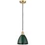Ballston Plymouth Dome 7.5" Wide Gold Corded Mini Pendant w/ Green Sha