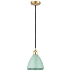 Ballston Plymouth Dome 7.5" Wide Gold Corded Mini Pendant w/ Seafoam S