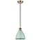 Ballston Plymouth Dome 7.5"W Antique Brass Cord Mini Pendant Seafoam S