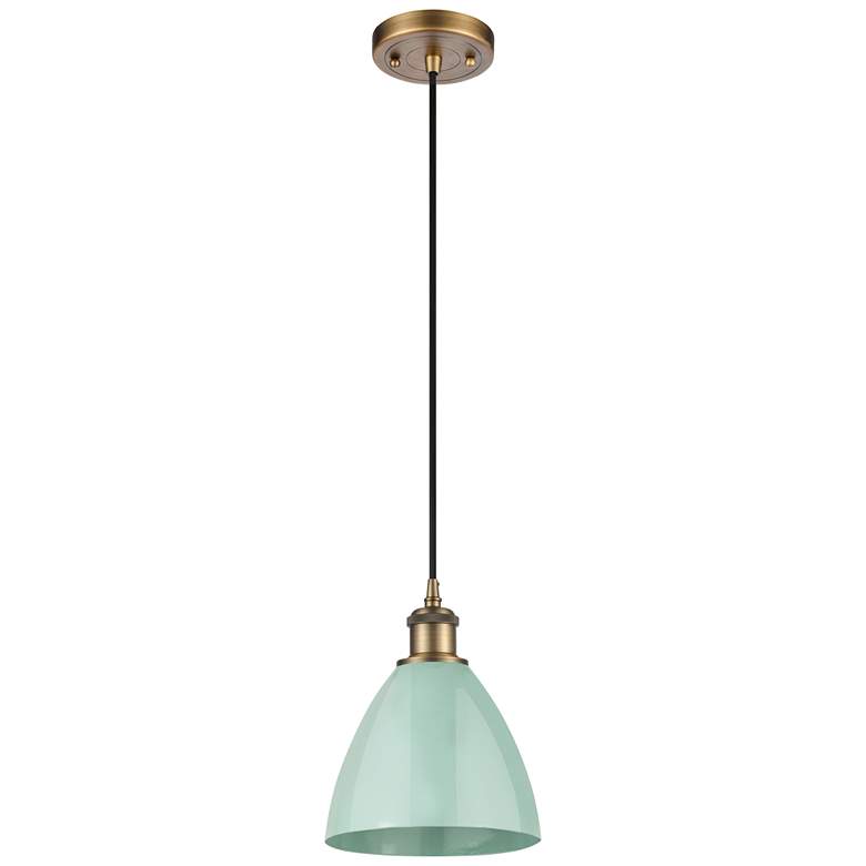 Image 1 Ballston Plymouth Dome 7.5"W Brushed Brass Cord Mini Pendant Seafoam S