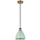 Ballston Plymouth Dome 7.5"W Brushed Brass Cord Mini Pendant Seafoam S