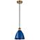 Ballston Plymouth Dome 7.5"W Brushed Brass Corded Mini Pendant Blue Sh