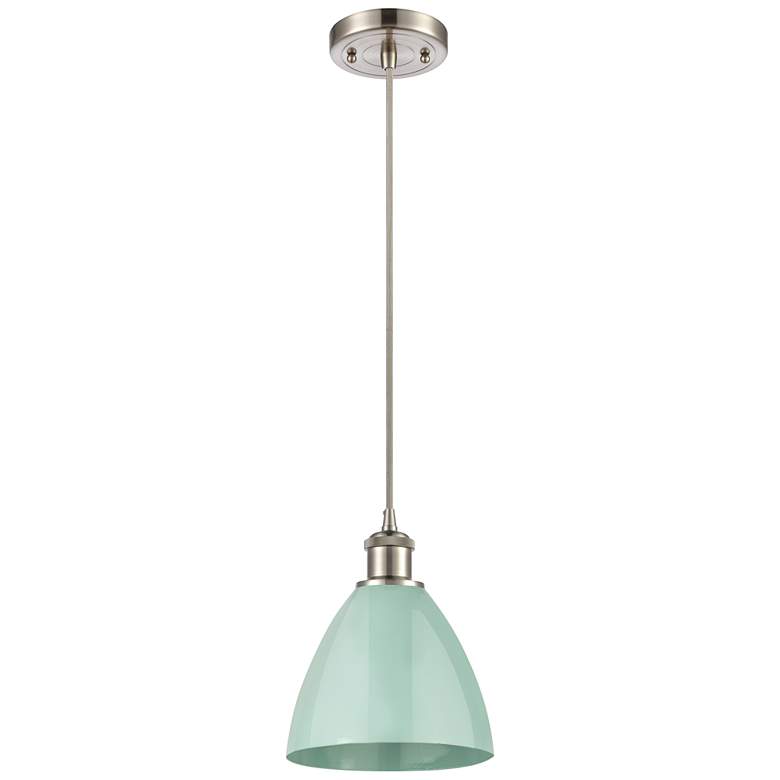 Image 1 Ballston Plymouth Dome 7.5"W Brushed Nickel Cord Mini Pendant Seafoam