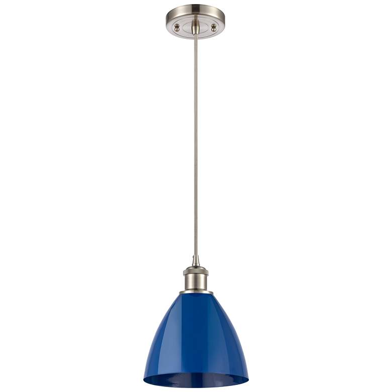 Image 1 Ballston Plymouth Dome 7.5"W Brushed Nickel Corded Mini Pendant Blue S