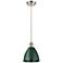 Ballston Plymouth Dome 7.5"W Brushed Nickel Corded Mini Pendant Green
