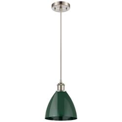 Ballston Plymouth Dome 7.5"W Brushed Nickel Corded Mini Pendant Green