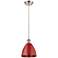 Ballston Plymouth Dome 7.5"W Brushed Nickel Corded Mini Pendant Red Sh