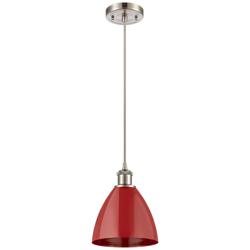 Ballston Plymouth Dome 7.5"W Brushed Nickel Corded Mini Pendant Red Sh