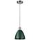 Ballston Plymouth Dome 7.5"W Chrome Corded Mini Pendant w/ Green Shade