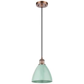 Ballston Plymouth Dome 7.5"W Copper Corded Mini Pendant w/ Seafoam Sha Ballston Plymouth Dome 7.5"W Copper Corded Mini Pendant w/ Seafoam Sha