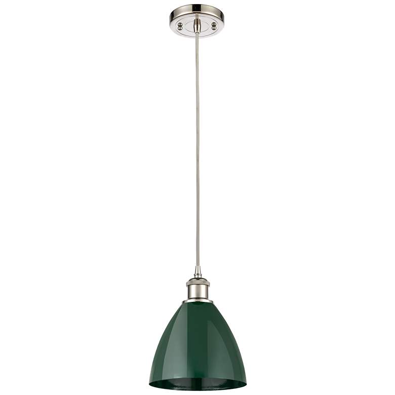 Image 1 Ballston Plymouth Dome 7.5"W Polished Nickel Cord Mini Pendant Green S