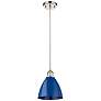 1_Ballston Plymouth Dome 7.5"W Polished Nickel Corded Mini Pendant Blue