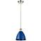 Ballston Plymouth Dome 7.5"W Polished Nickel Corded Mini Pendant Blue