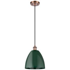 Ballston Plymouth Dome 9" Wide Copper Corded Mini Pendant w/ Green Sha Ballston Plymouth Dome 9" Wide Copper Corded Mini Pendant w/ Green Sha
