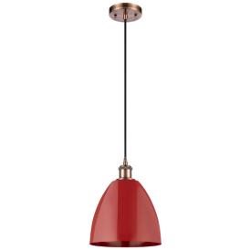 Ballston Plymouth Dome 9" Wide Copper Corded Mini Pendant w/ Red Shade Ballston Plymouth Dome 9" Wide Copper Corded Mini Pendant w/ Red Shade