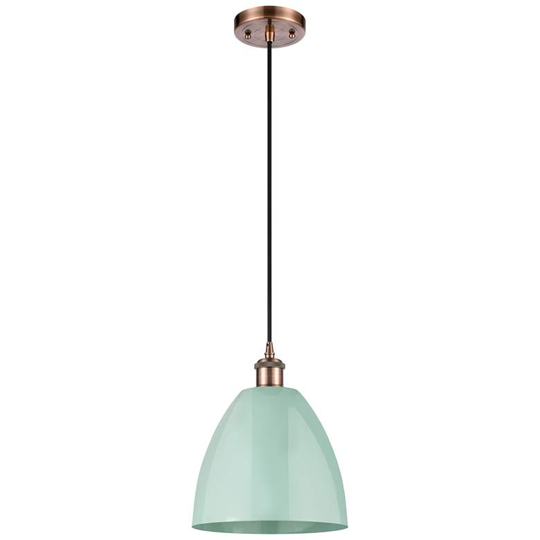 Image 1 Ballston Plymouth Dome 9" Wide Copper Corded Mini Pendant w/ Seafoam S
