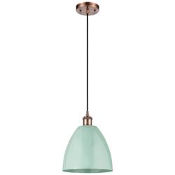 Ballston Plymouth Dome 9" Wide Copper Corded Mini Pendant w/ Seafoam S