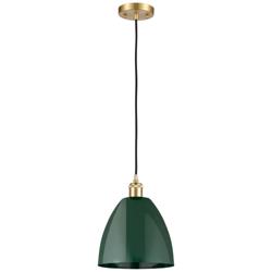 Ballston Plymouth Dome 9" Wide Gold Corded Mini Pendant w/ Green Shade