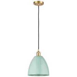 Ballston Plymouth Dome 9" Wide Gold Corded Mini Pendant w/ Seafoam Sha