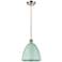 Ballston Plymouth Dome 9"W Brushed Nickel Corded Mini Pendant Seafoam