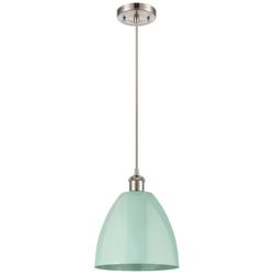 Ballston Plymouth Dome 9"W Brushed Nickel Corded Mini Pendant Seafoam