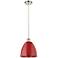 Ballston Plymouth Dome 9"W Polished Nickel Corded Mini Pendant w/ Red 