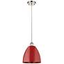 Ballston Plymouth Dome 9"W Polished Nickel Corded Mini Pendant w/ Red 