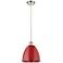 Ballston Plymouth Dome 9"W Polished Nickel Corded Mini Pendant w/ Red