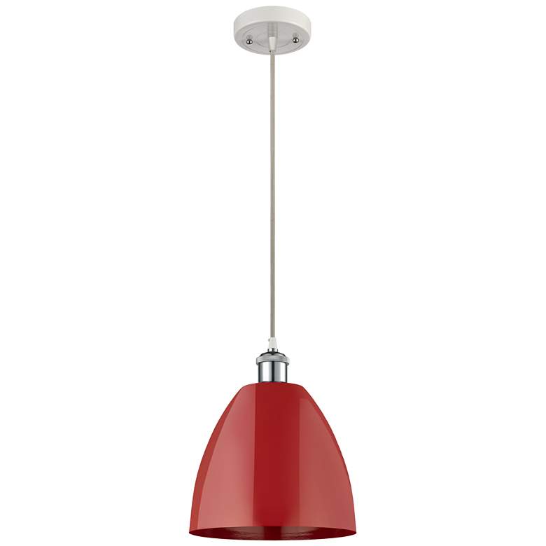 Image 1 Ballston Plymouth Dome 9 inchW White and Chrome Corded Mini Pendant Red Sh