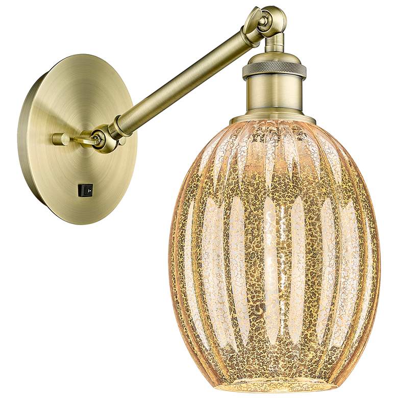 Image 1 Ballston Preston 11"H Brass Adjustable Sconce With Mercury Bulb Shade