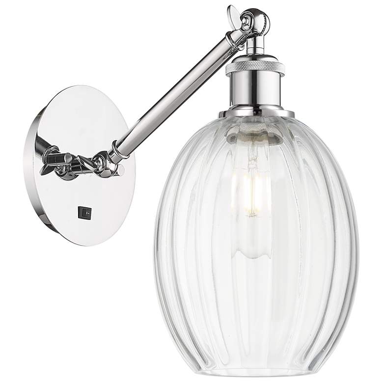 Image 1 Ballston Preston 11"H Chrome Swivel Sconce w/ Clear Bulb Shade